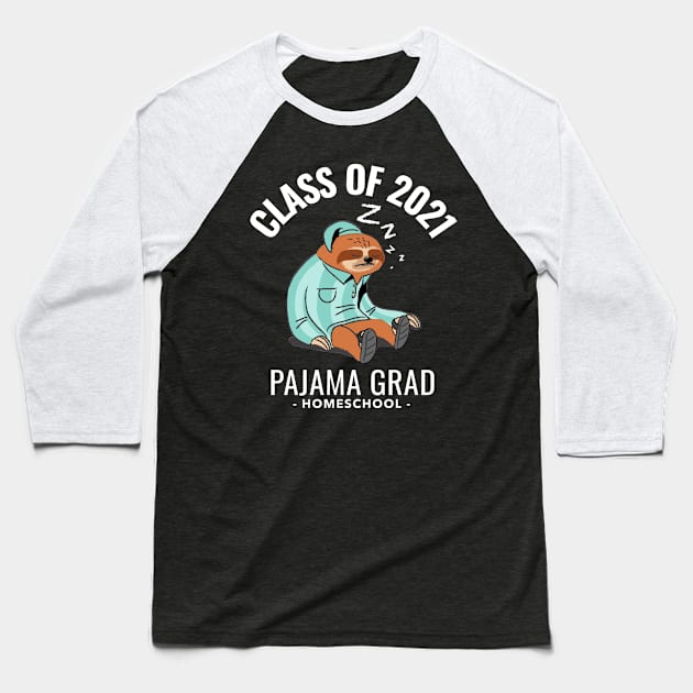 Funny Sloth Graduate Graduating In Pajamas. Pajama Grad 2021 Baseball T-Shirt by Etopix